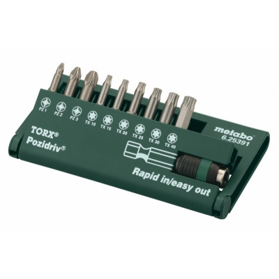 Набір біт Metabo Torsion Torx + Pozidriv 10 предметів