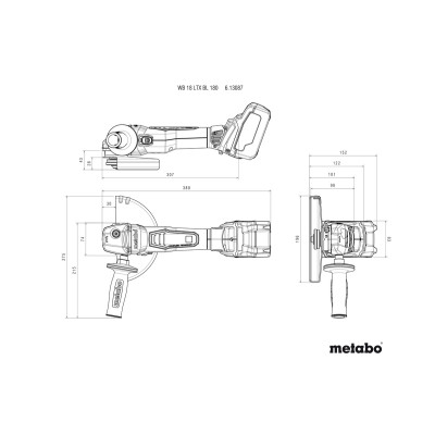 Аккумуляторная болгарка Metabo WB 18 LTX BL 180 Quick (каркас) + MetaLoc