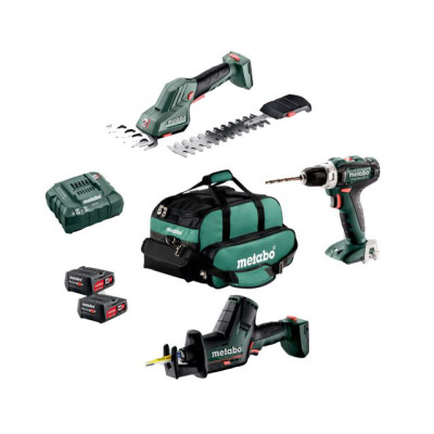 Набір інструментів Metabo Combo Set 3.1.3 12 V (ножиці для трави та кущів PowerMaxx SGS 12 Q + шурупокрут PowerMaxx BS 12 + шабельна пилка PowerMaxx SSE 12 BL)