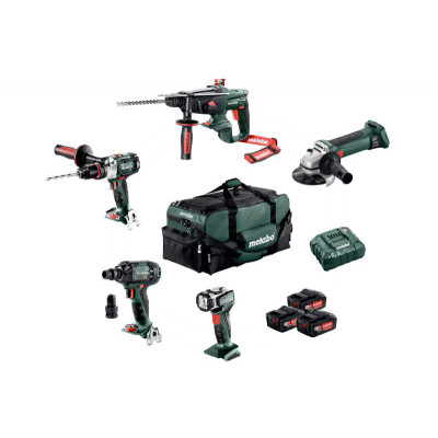 Набір інструментів Metabo Combo Set 5.1 18 V (ударний шурупокрут SB 18 LTX Impuls + ударний гайковерт SSW 18 LTX 300 BL + болгарка W 18 LTX 125 Quick + перфоратор KHA 18 LTX)